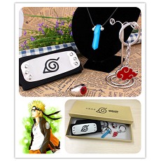 Naruto headband+ring+necklace+keychain a set
