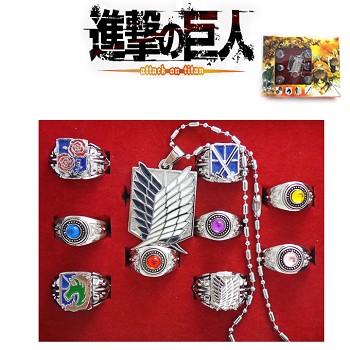 Attack on Titan rings+necklace set