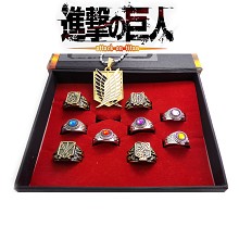 Attack on Titan rings+necklace set