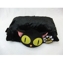 Cafe black cat pillow