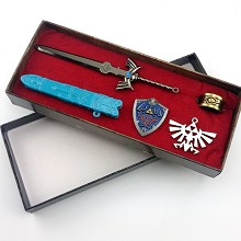 The Legend of Zelda anime weapon+ring+pin a set