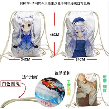 Rabbit House anime drawstring backpack bag