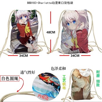 Charlotte anime drawstring backpack bag