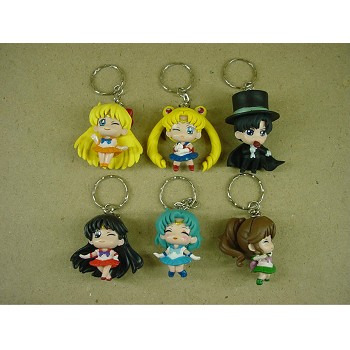 Sailor Moon anime figure key chains set(6pcs a set)