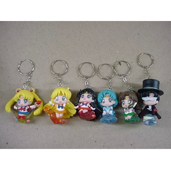 Sailor Moon anime figure key chains set(6pcs a set)