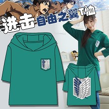 Attack on Titan anime cotton three quarter sleeve hoodie t-shirt