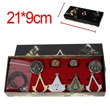 Assassin's Creed anime necklace+keychain+rings set(8pcs a set)
