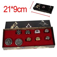 Assassin's Creed anime necklace+keychain+rings set(9pcs a set)