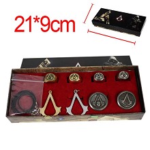 Assassin's Creed anime necklace+keychain+rings set(8pcs a set)