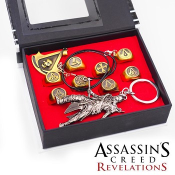 Assassin's Creed key chain+necklace+rings set(10pcs a set)