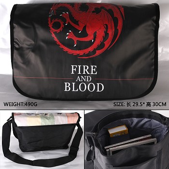 Fire and blood nylon satchel shoulder bag