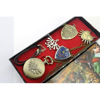 The Legend of Zelda pocket watch+pin+necklaces
