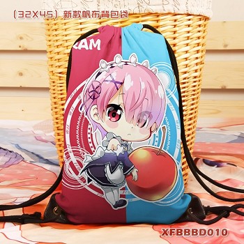 Re:Life in a different world from zero Rem anime drawstring backpack bag