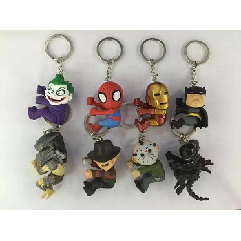 Cartoon Hero figures key chains set(8pcs a set)