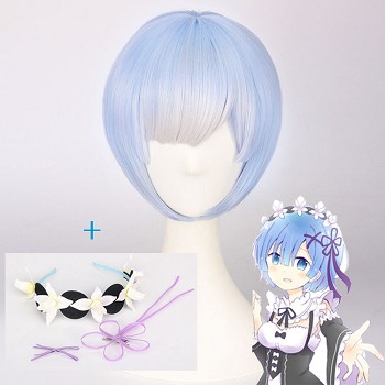 Re:Life in a different world from zero Rem cosplay wig+earrings a set