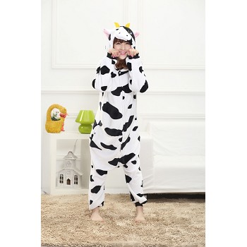 Cartoon animal cow flano pajamas dress hoodie
