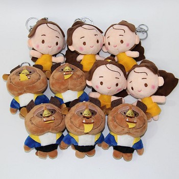 4.8inches Beauty and the Beast anime plush dolls set(10pcs a set)