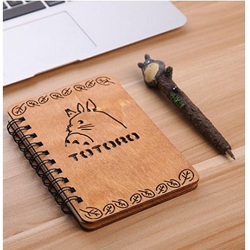 Totoro anime retro wooden notebook