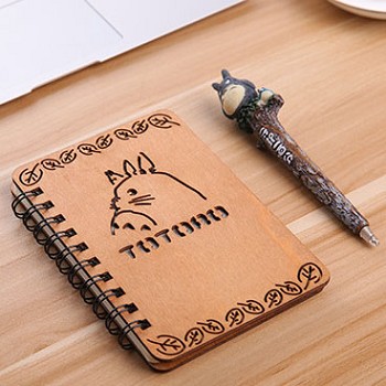 Totoro anime retro wooden notebook