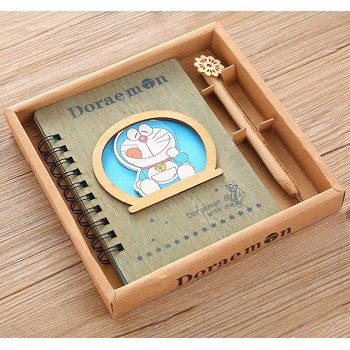 Doraemon anime retro wooden notebook