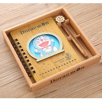 Doraemon anime retro wooden notebook