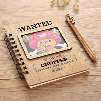 One Piece Chopper anime retro wooden notebook