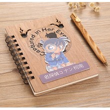 Detective conan anime retro wooden notebook