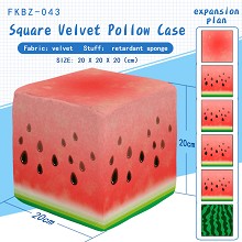 Watermelon square velvet pillow