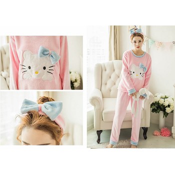 Hello kitty anime flano bpyjama pajamas dress hoodie