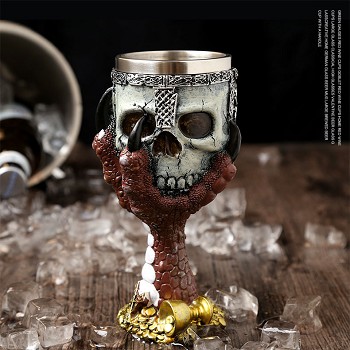 Stainless Steel 3D Skull Skeleton Gothic Goblet Party Glass Cup