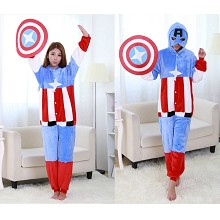 Captain America flano pajamas dress hoodie