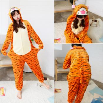 Cartoon animal tiger flano pajamas dress hoodie