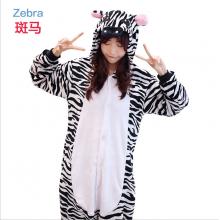 Cartoon animal Zebra flano pajamas dress hoodie