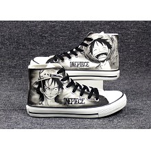 One Piece Luffy+Ace anime canvas shoes student pli...