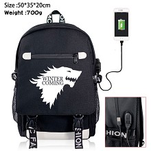 Game of Thrones USB charging laptop backpack schoo...