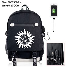 Supernatural USB charging laptop backpack school b...
