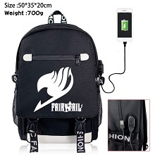 Fairy Tail anime USB charging laptop backpack scho...
