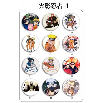 Naruto anime brooches pins set(24pcs a set)