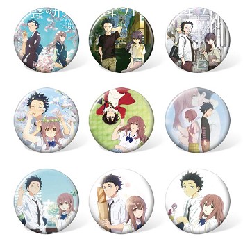 The Shape of Voice anime brooches pins set(9pcs a set)
