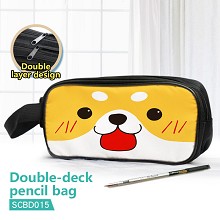 Corgi anime double deck pencil bag pen bag