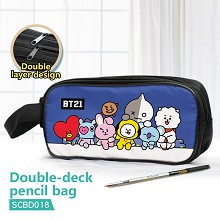 BT21 BTS star double deck pencil bag pen bag