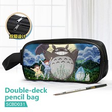 Totoro anime double deck pencil bag pen bag