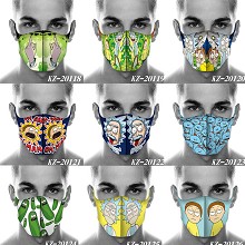Rick and Morty anime trendy mask printed wash mask