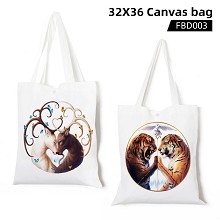 Cervidae Tiger canvas tote bag shopping bag