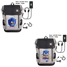 Sonic The Hedgehog game USB charging laptop backpack school bag