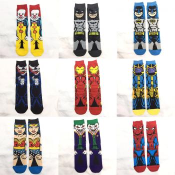 Hero Batman Iron Spider man cotton long socks a pair