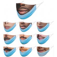 Funny expression face trendy mask printed wash mask