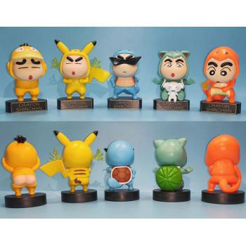 Crayon Shin-chan cos Pikachu anime figures set(5pcs a set)(OPP bag)