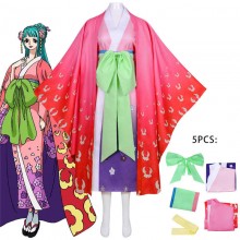 One Piece Kozuki Hiyori anime cosplay kimono dress cloth costumes a set