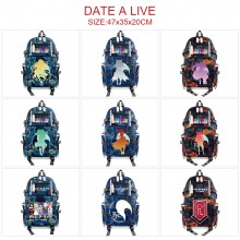 Date A Live anime USB camouflage backpack school bag